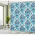 thumbnail image 4 of Ambesonne Ikat Shower Curtain, Tribal Motifs in Aztec Style, 69"Wx70"L, Sea Blue and White, 4 of 4