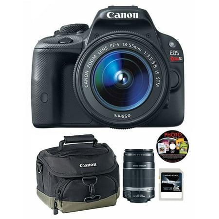 Canon Black EOS Rebel SL1 18MP Digital SLR Camera Kit, Includes 18-55mm and 55-250mm Lenses