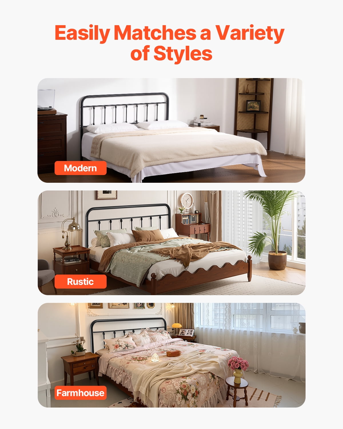 VEVOR Metal Headboard, Queen Size Headboard with Adjustable Height, Metal Headboard for Queen Size Bed, W59.65 x H40.55 x D1.5 inches, Ideal for Bedroom, Hotel, Homestay, Dormitory, Black