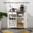 thumbnail image 3 of Catrimown Farmhouse Kitchen Island Cart on Wheels, Rolling Kitchen Cart with Storage, Microwave Stand Coffee Cart, White, 3 of 7