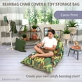 thumbnail image 2 of Butterfly Craze Bean Bag Chair Cover, Functional Toddler Toy Organizer, Fill with Stuffed Animals to Create a Jumbo, Comfy Floor Lounger for Boys or Girls, Stuffing Not Included, Camo, 2 of 9