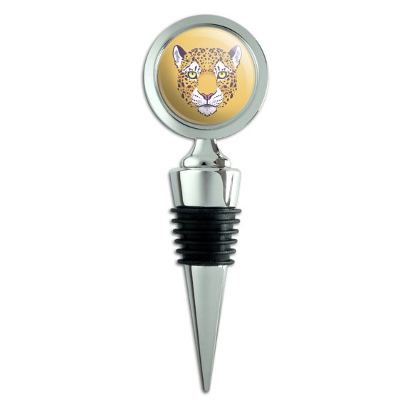 Gold Spotted Leopard Face Wine Bottle Stopper