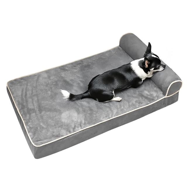 Cama Ortopédica para Perros Grande con Espuma Viscoelástica Piel Sintética Antideslizante