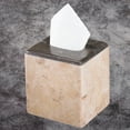thumbnail image 2 of Creative Home Genuine Champagne and Charcoal Banded Marble Tissue Box Holder, Cover, 2 of 2