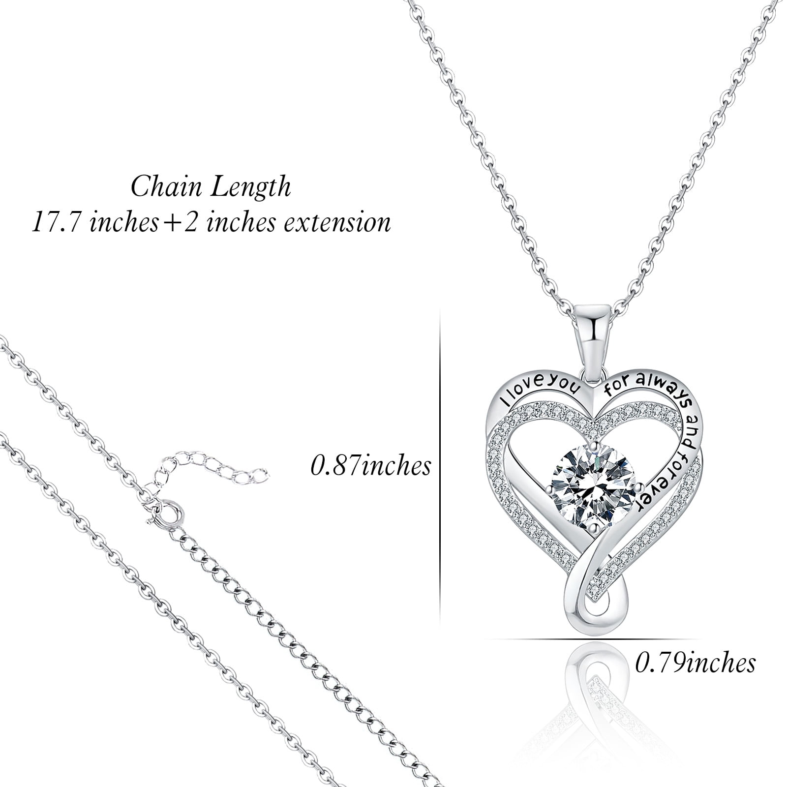 Inadays Necklaces for Women Jewelry for Women Gifts for Her Infinity Heart I Love You Necklace S925 Sterling Silver Anniversary Birthday Gifts for Mom Wife Girlfriend   Valentine's Day Gift