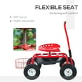 thumbnail image 4 of Outsunny Trottinette de Jardin, Chariot Roulant avec Plateau, Seau, Rouge et Noir, 4 of 10