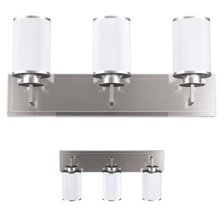 Gymax 3-Light LED Vanity Fixture Brushed Nickel Wall Sconces Lighting