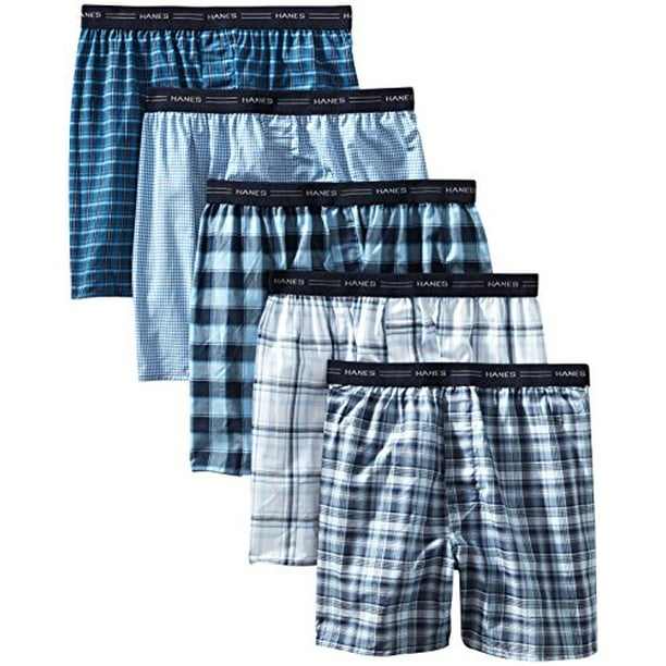 Hanes - Hanes Men's 5-Pack Tagless, Tartan Boxer with Exposed Waistband ...