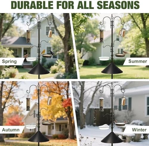 Bird Feeders Bird Feeding Station Kit Bird Feeding Pole Wild Bird Feeder Hanging Kit with Squirrel Guard Baffle Suet Cage Tube Bird Feeder Planter Hanger Multi Feeder for Attracting Wild Birds