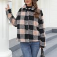 thumbnail image 7 of Oksale Vintage Plaid Jackets for Women Fluffy Fleece lined Jacket Lapel Collar Checked Coats No Hood Button Down Long Sleeve Coat Thicken Warm Winter Jacket 2025 Pink M, 7 of 7