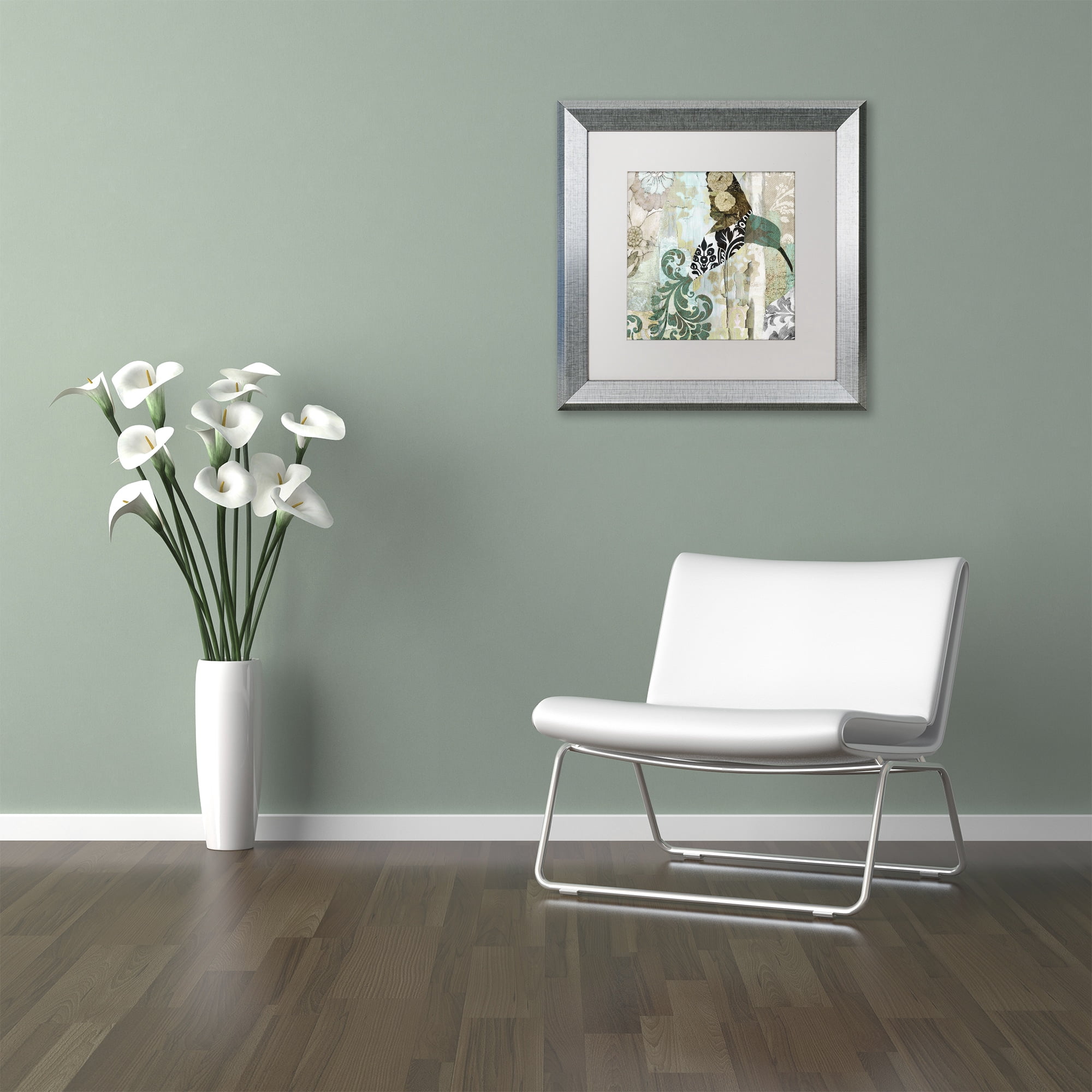 Trademark Fine Art "Hummingbird Batik I" Canvas Art by Color Bakery White Matte, Silver Frame