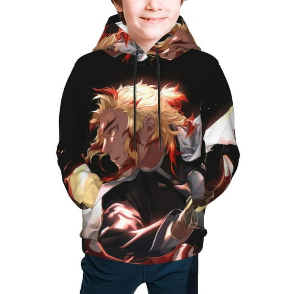 Demon Slayer Kimetsu no Yaiba Kids' Hoodie 3D Print Sweatshirt Soft Pullover Hooded with Big Pockets Fans Gifts for Boys or Girls Medium