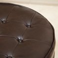 thumbnail image 3 of Renton Brown Leather Oval Ottoman, 3 of 4