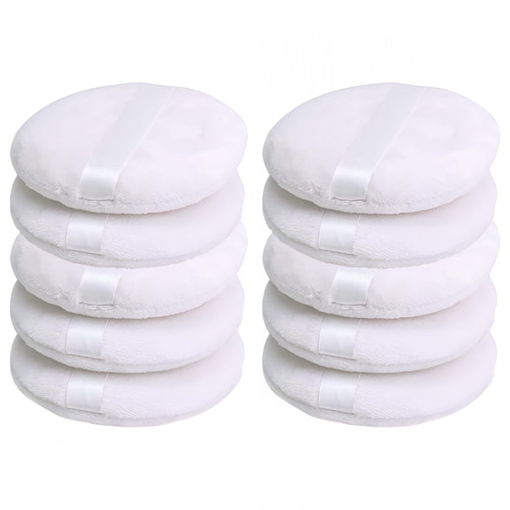 BPPEG 10pcs 4.13" White Soft Velour Body Powder Puff with Container