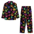 thumbnail image 4 of SCRAWLGOD Colorful Paws Black Casual Pajamas Set Mens Pajamas Long Sleeve Notch Collar Loungewear Two-Piece Comfy Sleepwear Button-Down Pj Set with Elastic Band & Pockets, XS, 4 of 6