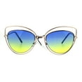 thumbnail image 1 of Womens Oceanic Gradient Oversize Double Rim Goth Cat Eye Sunglasses Gold Blue Yellow, 1 of 4
