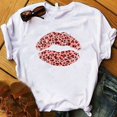 thumbnail image 1 of Mujeres Tops cuello redondo Sexy negro camisetas beso labio divertido verano mujer suave camiseta labios acuarela gráfico camiseta Top9180 Tan Jianjun unisex, 1 of 2