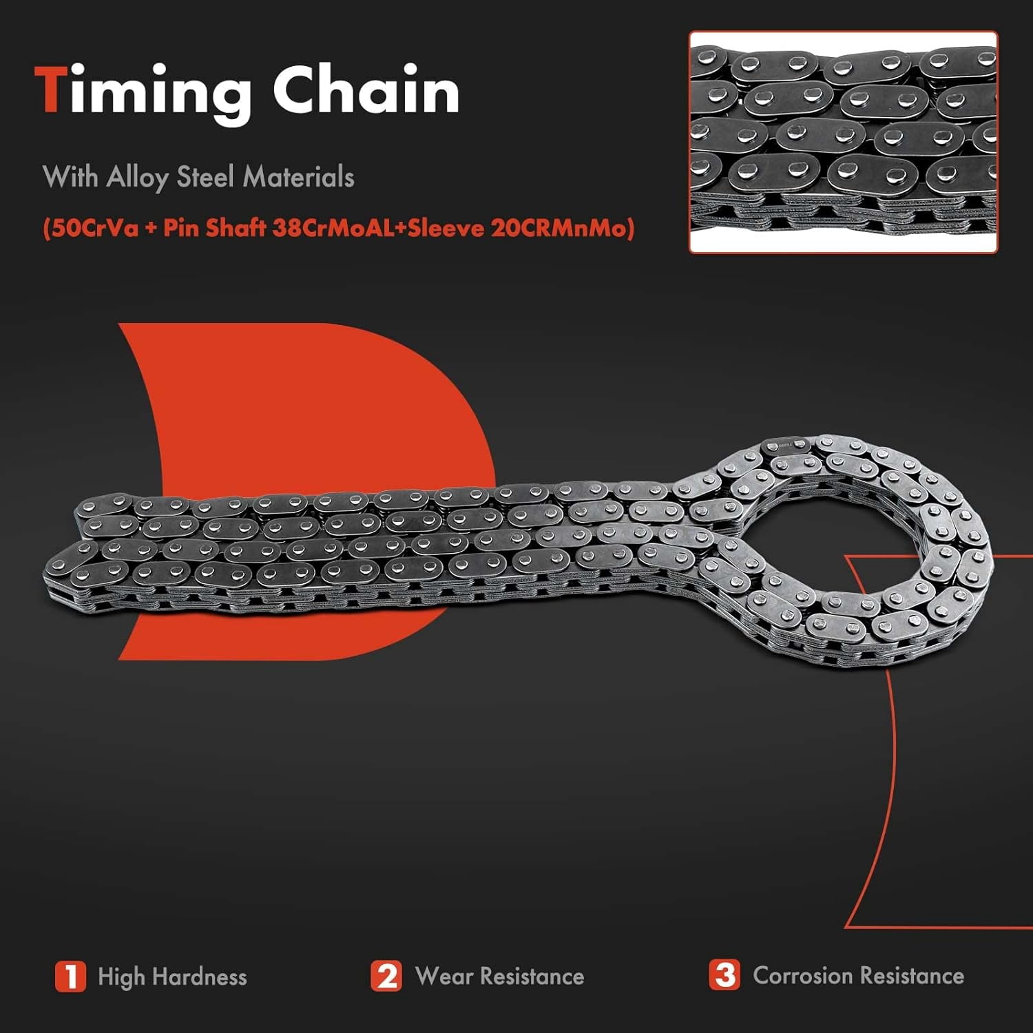 A-Premium Engine Timing Chain Kit W/Guide & Tensioner [fits DOHC, 4Cyl 2.4L] Compatible with Chevrolet Malibu, Cavalier 96-20 & Buick Skylark & Olds Achieva, Alero & Pontiac Grand Am, Sunfire 96-02