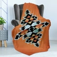 thumbnail image 4 of Tribal Soft Flannel Fleece Throw Blanket, Pattern Abstract Design Traditional Elements Print, Cozy Plush for Indoor and Outdoor Use, 70" x 90", Orange Black Pale Blue, by Ambesonne, 4 of 5