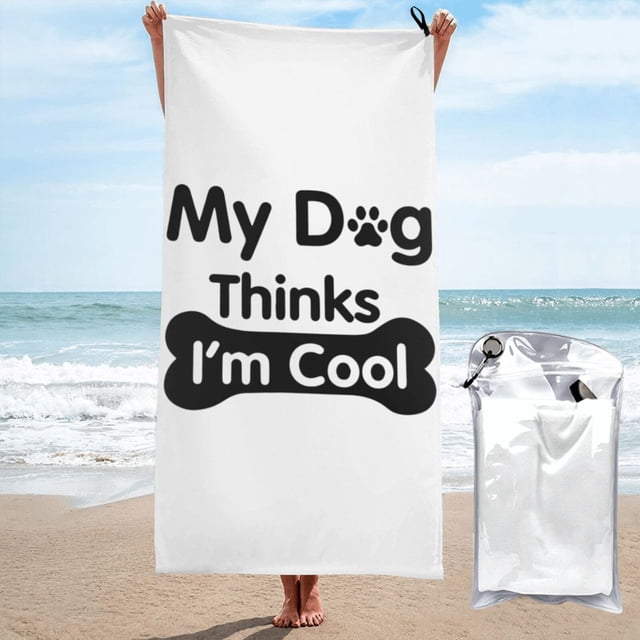 Mi perro piensa que soy genial Toalla de playa Toallas de baño de microfibra Manta de playa suave para desfiles Natación Yoga Mujeres Hombres