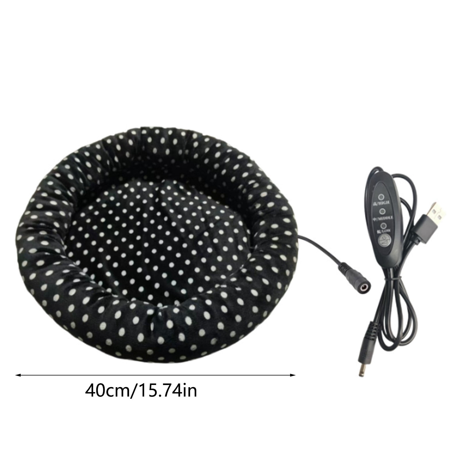 Indoor Heated Pet Bed for Cats and Small Dogs, 15.7x15.7 Inch Electric Warming Pad with Soft Plush Cover, Machine Washable Winter Heating Mat