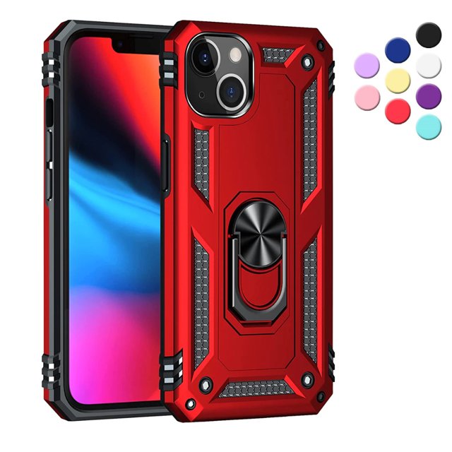 Funda con Anillo para iPhone 13: Funda con Anillo de Protección Resistente con Soporte Giratorio de 360°, Color Negro