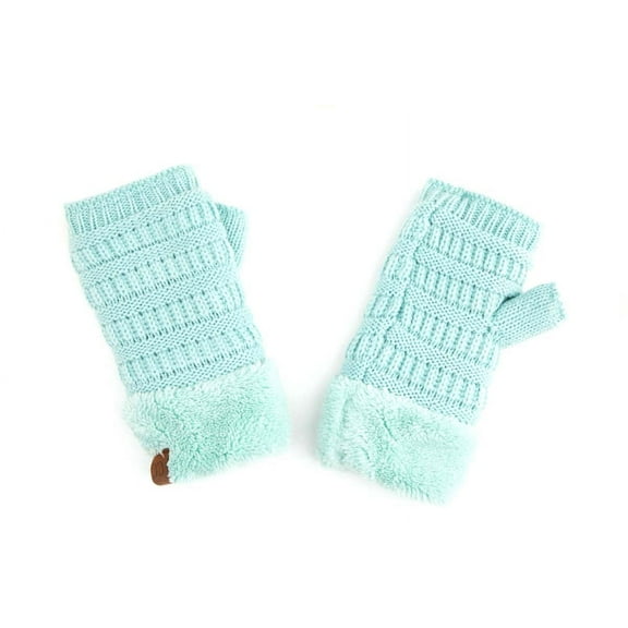 CC Fingerless Gloves, Womens Unisex, Mint