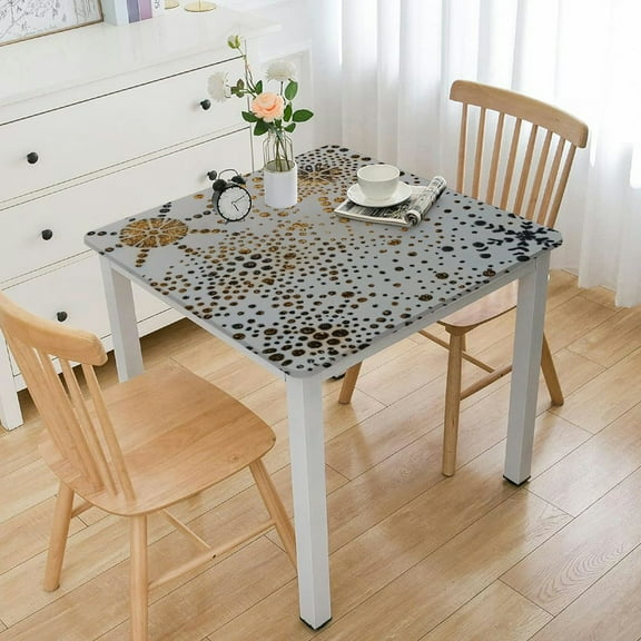 HAOXIT Square Fitted Vinyl Tablecloth Waterproof Elastic Edged Table Cloth - -Table Covers for Indoor & Outdoor white