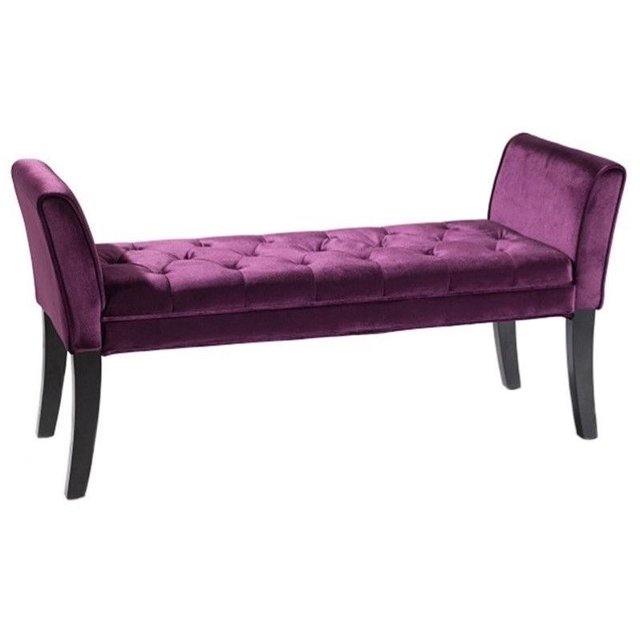 Armen Living Chatham Tufted Velvet Living Room Bench in Purple
