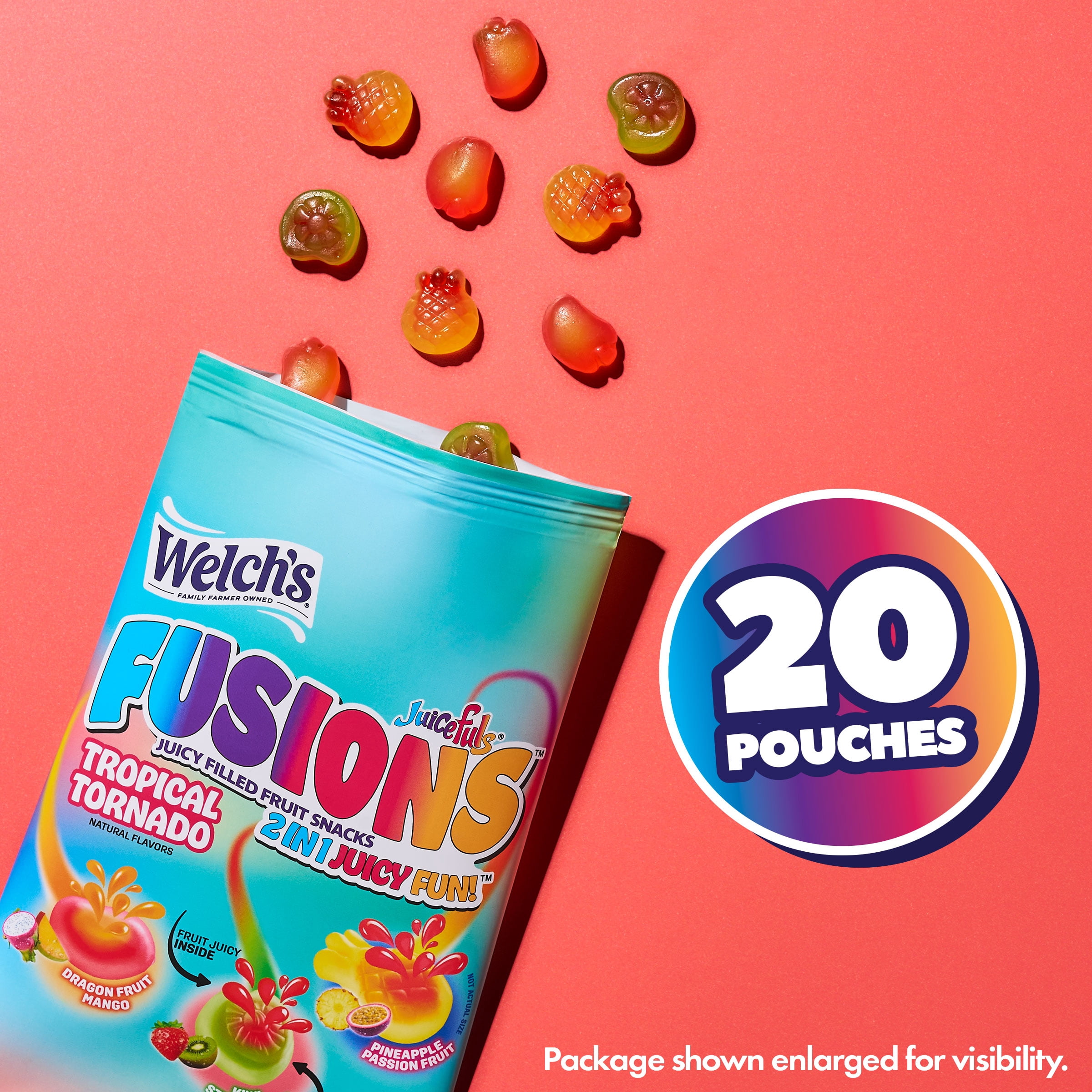 Welch's Fusions, Tropical Tornado, Soft Fruit Snacks, Gluten-Free, .8 oz, 20 Count