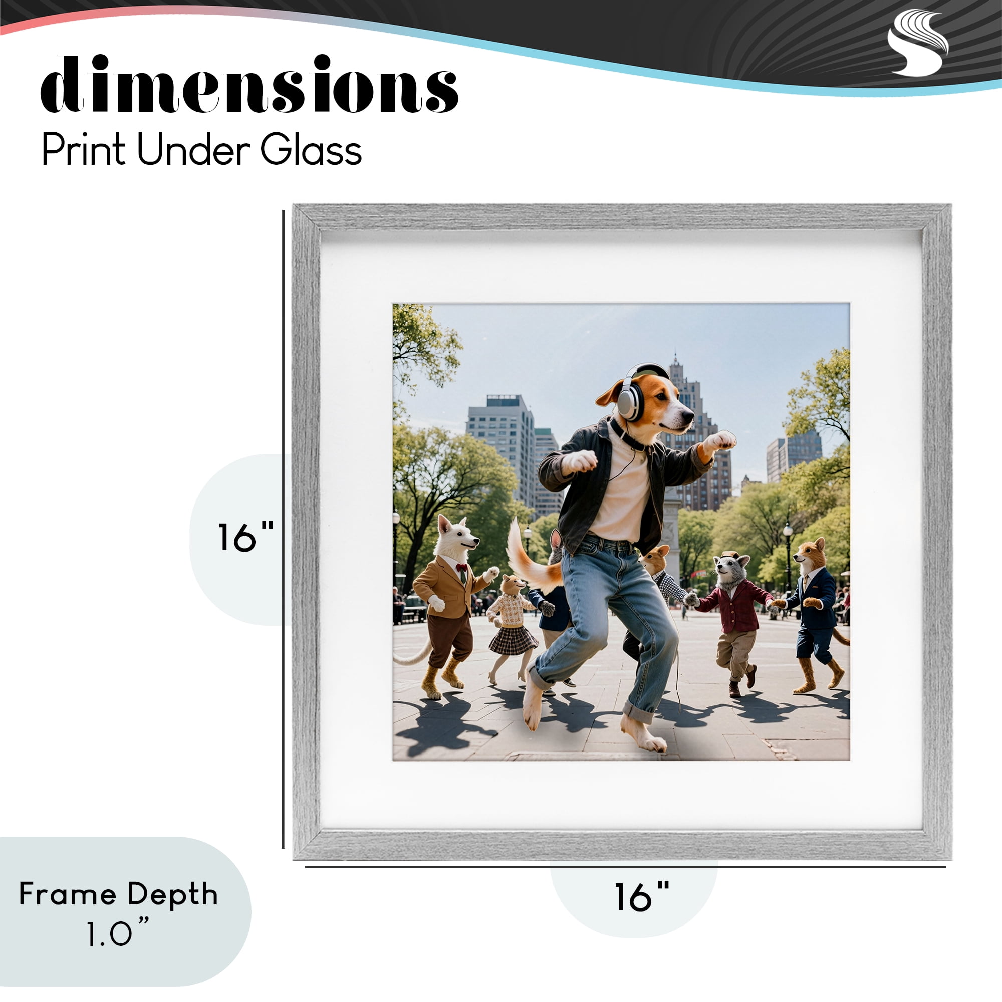 Stupell Industries Stylish Dog Dancing in Park Gray Framed Print Under Glass, design by CAD Designs