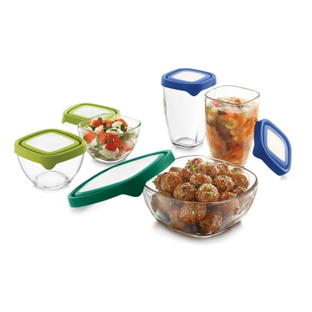 Serve Cover Set - Libbey Serve It Small Multi-Size Glass Containers with Lids, Set of 5