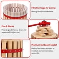 thumbnail image 3 of 3.2 Gal Manual Fruit Wine Press, Wood Steel Fruit and Wine Press With T-Handle, Stable Triangular Structure, Wine Making Press for Outdoor, Kitchen, Manual Assembly Required, 3 of 7