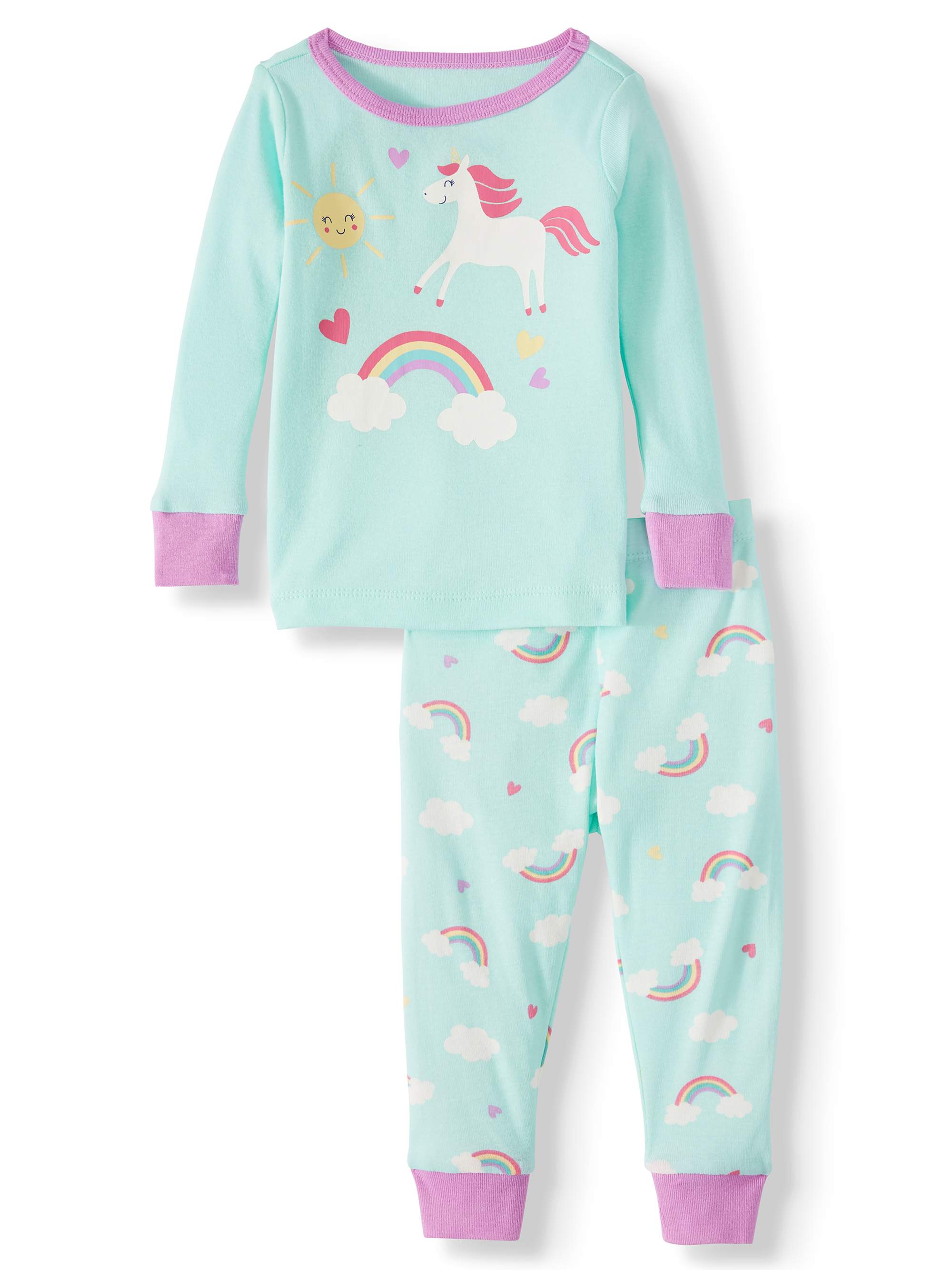 Wonder Nation Baby Girl 2-Piece Pajama Set, Unicorn – Walmart Inventory ...