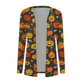 thumbnail image 4 of Women‘s Halloween Cardigan Sweater Skull Pumpkin Print Pattern Long Cardigans Sweater Coats Tops Ginger M, 4 of 5
