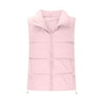 thumbnail image 4 of Women Jacket Solid Color Sleeveless Jacket Mid To Long Style Stand Up Collar Warm Down Thick Jacket Plus Size Lightweight Jackets Puffy Cooling Vests for Woman, 4 of 9