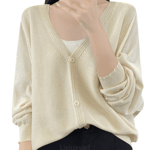 Lixiuxyad Womens Open Front Cardigan Stylish Cardigan Lightweight Open Front Long Sleeve Outer Layer For Everyday Wear,Beige