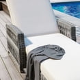 thumbnail image 6 of 2 Pieces Long Outdoor Lounge Chairs, Adjustable Pool Chairs with Armrests and Soft Removable Cushions Wicker Chaise Lounge Outdoor for Poolside, Patio and Garden, Beige+Grey, 6 of 9