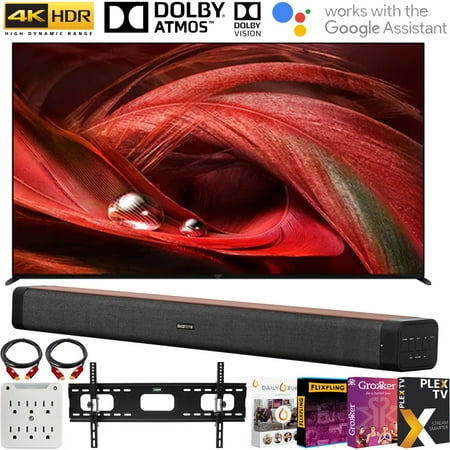 Sony XR65X95J 65" X95J 4K Ultra HD Full Array LED Smart TV (2021 Model) Bundle with Deco Home 60W 2.0 Ch Soundbar w/subwoofer + Wall Mount Kit + Premiere Movies Streaming + 6-Outlet Surge Adapter