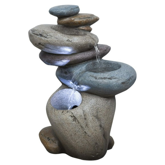 Streaming Stone Indoor/Outdoor Tabletop Fountain with energy-efficient pump and LED accent lighting