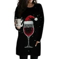 thumbnail image 2 of Christmas Outfit for Women Long Sleeve Loose Fit Tunic Tops with 2 Pockets Crewneck Xmas Printed T-shirts (3XL, Black), 2 of 5