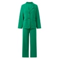 thumbnail image 5 of Lounge Sets for Women, Women's Elegant Slim Fit And Wide Leg Pants Suit Set Business Formal Outfit Two Piece Trousers, Suits(Green,4XL), 5 of 8