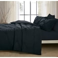 thumbnail image 2 of Marina Decoration Ultra Soft Luxury Fluffy Goose Down Alternative Solid Geometric Pintuck Tufted Bedding Set Pinch Pleated Comforter Set with Ruffled Shams, Black Color, 2 of 9