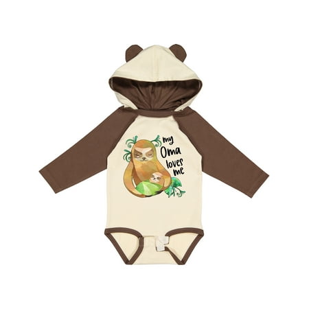 

Inktastic My Oma Loves Me Cute Sloth and Baby Gift Baby Boy or Baby Girl Long Sleeve Bodysuit