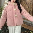 thumbnail image 4 of jtjvou Women's Winter Coat Warm Jacket with Hooded Thicken Coats Ladies Outerwear Oversized Cropped Quilted Puffer Jackets Pink XL, 4 of 6