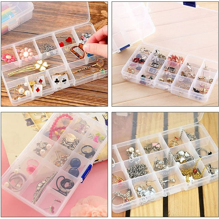 Pack of 4 Mini Storage Box with Lid, Rectangular Storage Containers for  Beads, Small Assortment Box, Double-layer for Nail Art Pens, Items, Craft  Items, Jewelry, 19 x 7.8 x 4 cm