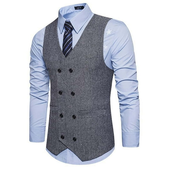 TIMIFIS Gray#3 Men's Suit Vests Business Suit Vestss for Men Formal Slim Solid Fashion Retro Wedding Waistcoat for V-Neck Tuxedo Vests - Spring/Summer