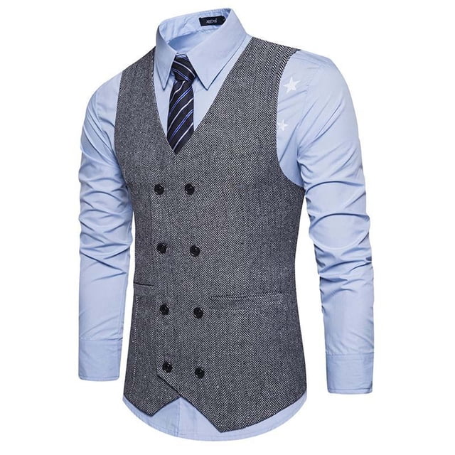 pstuiky Camisetas sin mangas para hombre, Nueva camiseta sin mangas con cuello tipo blazer y estampado de chaleco cruzado para hombre Chaleco para hombre xxl