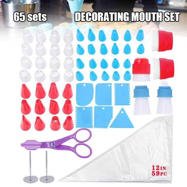 65pcs Cake Decorating Tool Set with Storage Box Cake Decorating Supplies Kit Confectionery Nozzles Kitchen Accessory New
