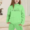 thumbnail image 2 of MIXUE Toddler Girls Outfits Autumn Hoodies Heartbeat Print Sweatshirts + Sports Jogger Pants Two Piece Athletic Girls Clothes, 2 of 4